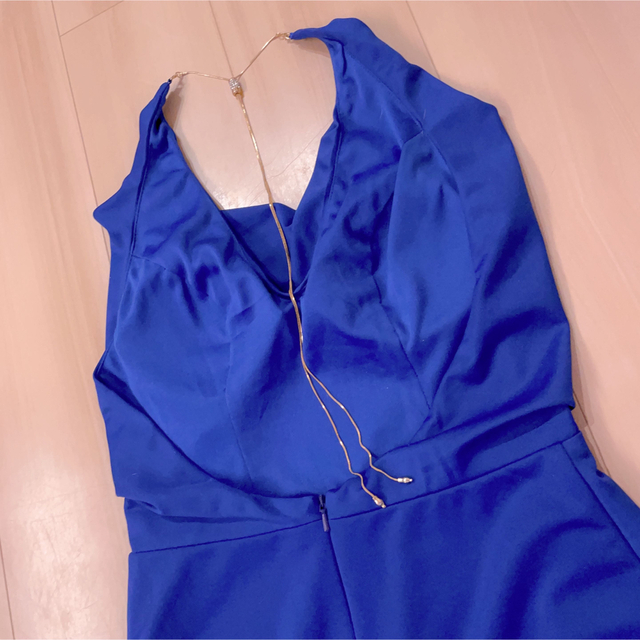 AngelR ドレープバックオープンミディアムタイトドレス S ブルー 青 9