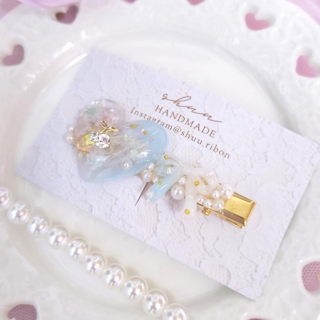 ハンドメイド♡大きめハートとリボンのクリップ 古典 7200円 www.gold ...