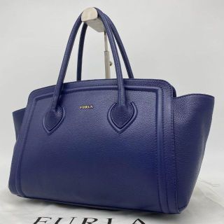 フルラ(Furla)の【極美品】フルラ トートバッグ カレッジ 肩掛け ネイビー ビジネスバッグ(トートバッグ)