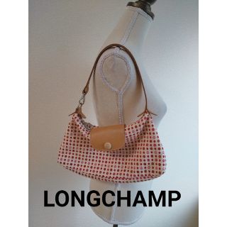 ロンシャン(LONGCHAMP)のLONGCHAMP　ロンシャン　ドット柄 肩掛けバック　キャンバス地(ハンドバッグ)