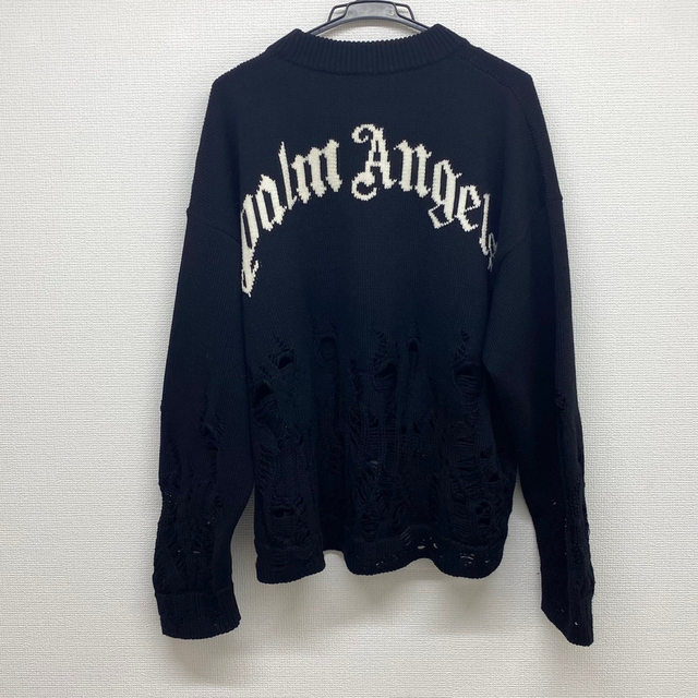 極美品 palm angels ダメージ加工 ニット セーター Mサイズ 黒 | フリマアプリ ラクマ