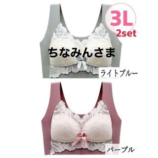 ノンワイヤーブラ シームレスブラ  大きい 3L 小さく見せるブラ くすみ 2点(その他)