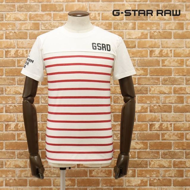 G-STAR RAW(ジースター)の★新品 未使用 本物★G-STAR RAW ボーダー柄Tシャツ 半袖 白×赤 M メンズのトップス(Tシャツ/カットソー(半袖/袖なし))の商品写真