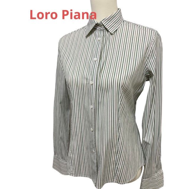 LORO PIANA(ロロピアーナ)のLoro Piana ロロピアーナ　長袖シャツ　ストライプ柄　イタリア製　44 レディースのトップス(シャツ/ブラウス(長袖/七分))の商品写真