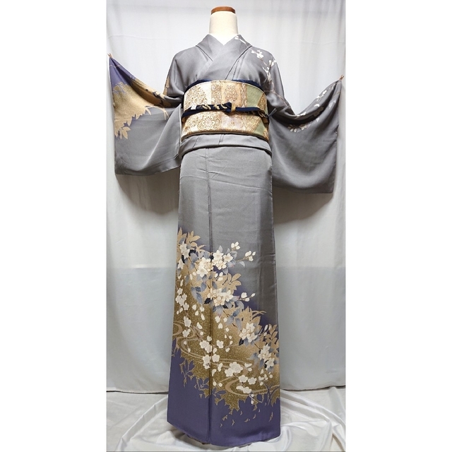 トールサイズ☆訪問着4点セット《友禅・暈し染め金彩駒刺繍枝花文様