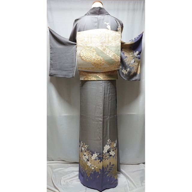 トールサイズ☆訪問着4点セット《友禅・暈し染め金彩駒刺繍枝花文様