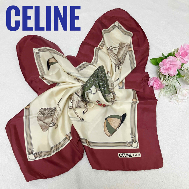 CEFINE(セフィーヌ)の♡nana様専用♡CELINE  大判スカーフ 馬車 ワインレッド  レディースのファッション小物(バンダナ/スカーフ)の商品写真