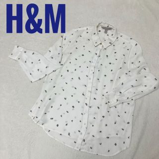 エイチアンドエム(H&M)のH&M リーフ柄 化繊 ブラウス 透け感あり(シャツ/ブラウス(長袖/七分))