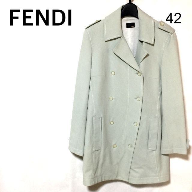 FENDI トレンチコート 42/フェンディ コットン リネン ストレッチ49ｃｍ着丈