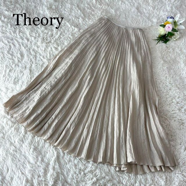 美品 Theory セオリー 21SS フレンチリネンスカート プリーツ 男女兼用