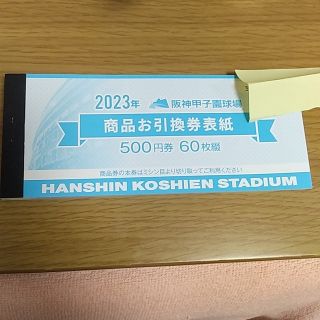 ２０２３年　阪神甲子園球場　商品お引換券 ５００円券６０枚綴りショッピング