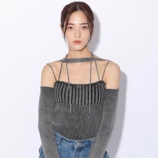 バブルス(Bubbles)のmelt the lady open rib knit tops(ニット/セーター)