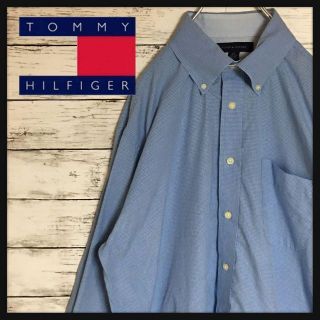 トミーヒルフィガー(TOMMY HILFIGER)の【美品人気色サックスブルー】トミーヒルフィガー☆長袖チェックシャツ　A253(シャツ)