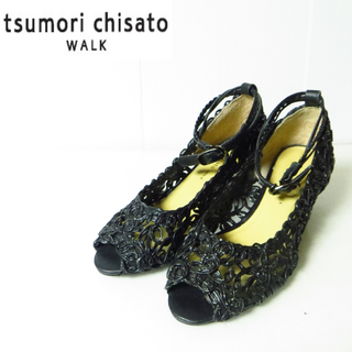 ツモリチサト(TSUMORI CHISATO)の美品 ツモリチサトウォーク メッシュ ウェッジソール パンプス 22.5㎝(ハイヒール/パンプス)