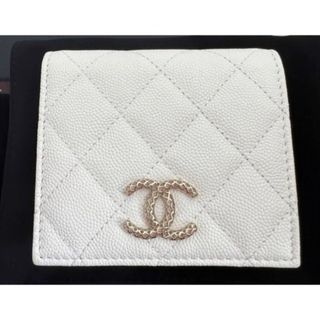 CHANEL⭐️マトラッセ リザードレザー2つ折り財布⭐️カーキグレー