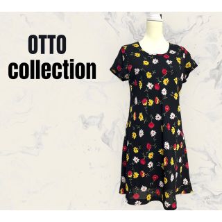 【OTTO collection】花柄　レトロ調　Aライン　ロングワンピース(ひざ丈ワンピース)