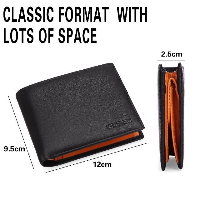 【色: Orange】SENDEFN 財布 メンズ 2つ折り 本革 小さい財布