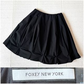 フォクシーニューヨーク(FOXEY NEW YORK)の極美品 洗える♡ふんわりフレアスカート  ブラック 40(ひざ丈スカート)