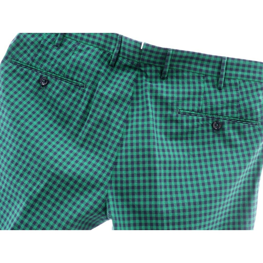 新品】インコテックス INCOTEX チェック柄 シルク混コットン ショートパンツ ショーツ グリーンxネイビー【サイズ50】【メンズ】 半額商品 3850円引き インコテックス ショートパンツ サイズ50