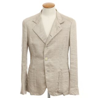 アルマーニ コレツィオーニ(ARMANI COLLEZIONI)の【中古】アルマーニ コレッツォーニ ARMANI COLLEZIONI シルクリネン系 シワ加工 ジャケット ベージュ系xホワイト【サイズ表記なし（M位）】【メンズ】(テーラードジャケット)