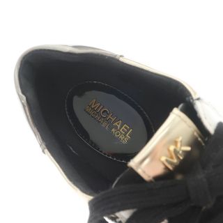 【中古】マイケルコース Michael Kors レザー スニーカー ブラックxゴールド【サイズ8】【レディース】