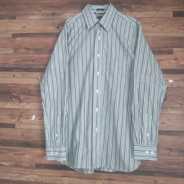 GAP OLDGAP ギャップ 90s マルチカラー ストライプシャツ 【希少】Old gap XL 硬い生地 ストライプ シャツ 赤 オールドギャップ