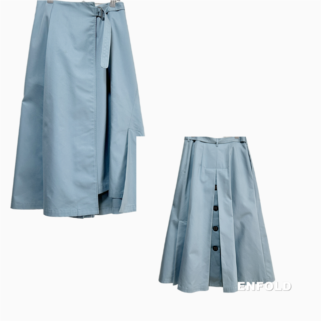 ENFOLD(エンフォルド)の【ENFOLD】エンフォルド シャンブレーギャバ トレンチロング ラップスカート レディースのスカート(ロングスカート)の商品写真