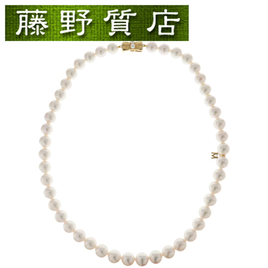 (美品)ミキモト MIKIMOTO パール ネックレス K18 イエローゴールド × パール 46個 約8.5-9.5mm 8643