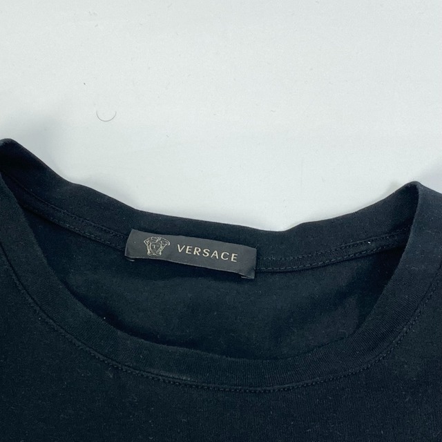 ヴェルサーチ VERSACE ロゴ 刺繍 アパレル トップス 半袖 半袖Ｔシャツ コットン ブラック