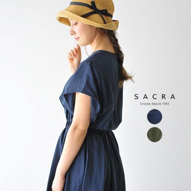 極美品✨ サクラ SACRA リネン オックスフォード ワンピース ロング丈