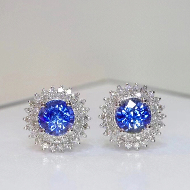 ピアス 天然 ロイヤル ブルーサファイア ダイヤ ピアス1.53ct k18 f