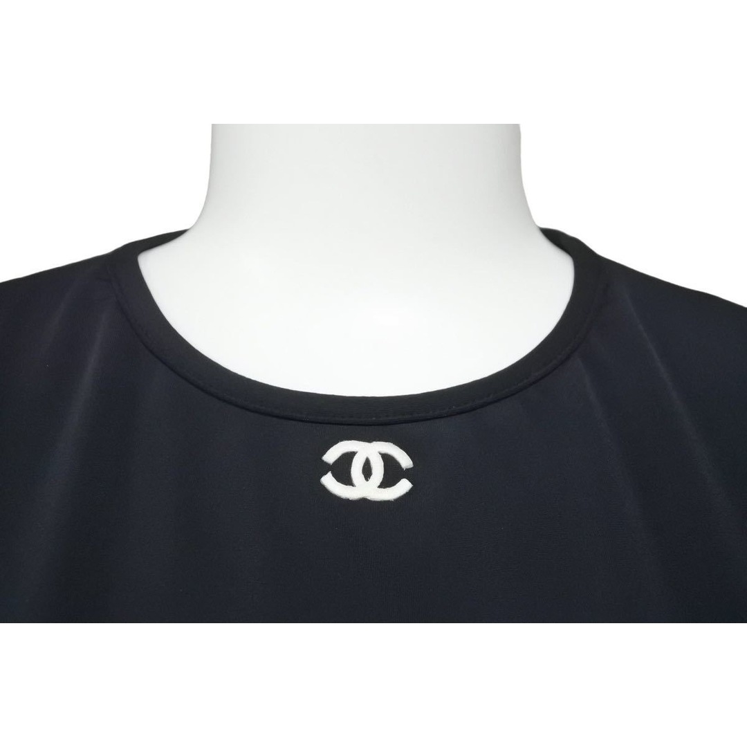 CHANEL シャネル 半袖Ｔシャツ チビT クロップド ココマーク PO5010VO3909 94305 95P ナイロン ブラック 42 美品  48509