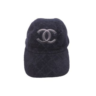 【美品】CHANEL レザー キャップ ココマーク S ブラック