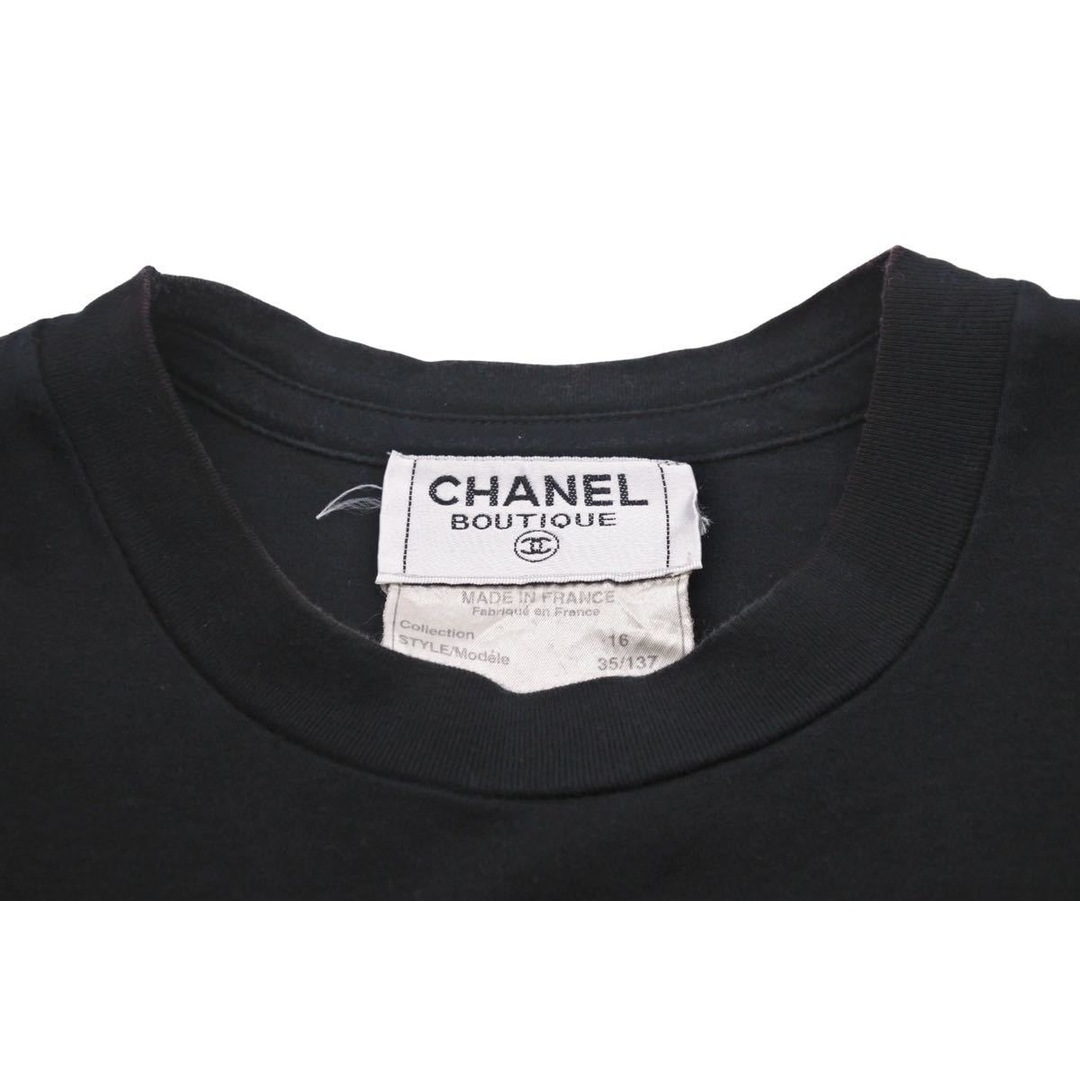 CHANEL シャネル 半袖Ｔシャツ ブランドロゴ 16SS コットン ブラック ゴールド 35/137 M 美品 中古 48513