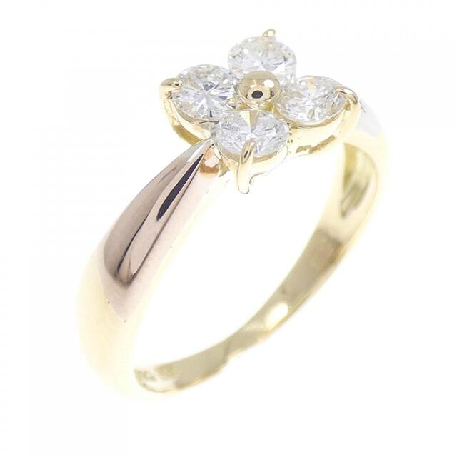 K18YG/PT/K18PG フラワー ダイヤモンド リング 0.50CT ...