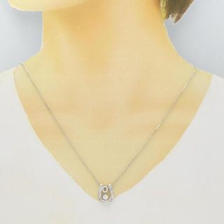 PT/K18WG ホースシュー ダイヤモンド ネックレス 0.49CT