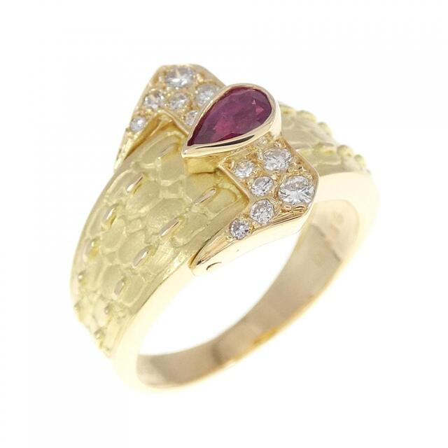 K18YG ルビー リング 0.35CT-
