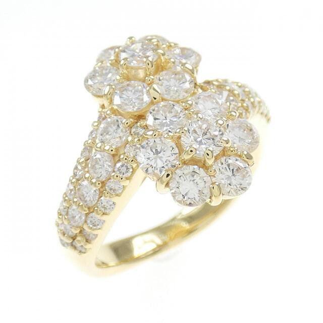 保障できる K18YG フラワー ダイヤモンド リング 2.00CT リング(指輪 ...