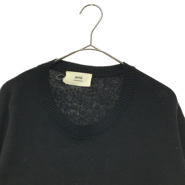 AMI Alexandre Mattiussi アミアレクサンドルマテュッシ AMI DE COEUR SWEATER ハート刺繍 クルーネック ニットセーター ブラック BFHK001.001 『5年保証』 vivacf.net