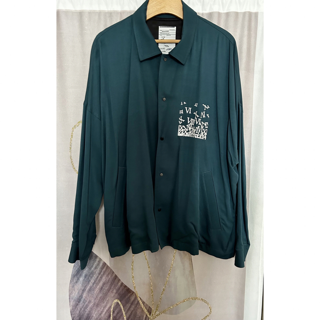 SHAREEF  ローマ数字 刺繍 レーヨン コーチジャケット グリーン 日本製
