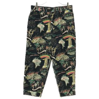 WACKO MARIA ワコマリア 10SS BRAZIL ALOHA PALA ADULTOS総柄トラウザーズパンツ ブラック 10SS-TRO-5856センチ裾幅