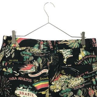 WACKO MARIA ワコマリア 10SS BRAZIL ALOHA PALA ADULTOS総柄トラウザーズパンツ ブラック 10SS-TRO-5856センチ裾幅