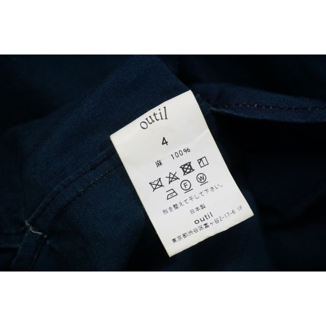 美品21SS OUTILウティ ブラック インディゴ リネン シャツ 302N