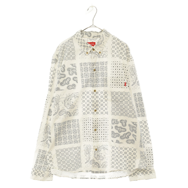 Supreme paisley grid shirt white Lサイズ