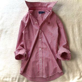 ポロラルフローレン(POLO RALPH LAUREN)の美品 ポロラルフローレン ストライプ シャツ ブラウス 赤レッド 長袖 サイズ0(シャツ/ブラウス(長袖/七分))