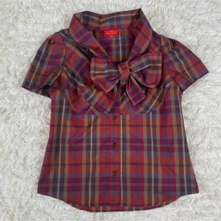 ヴィヴィアンウエストウッド(Vivienne Westwood)のVivienne ヴィヴィアンウエストウッド　チェック柄　半袖シャツ　リボン(シャツ/ブラウス(半袖/袖なし))