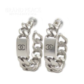 CHANEL - シャネル ココマーク チェーン フープ ピアス シルバー