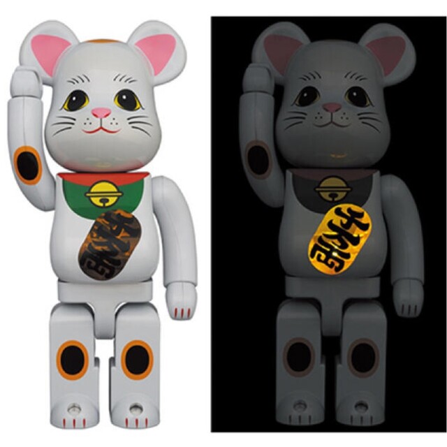 BE@RBRICK 招き猫 白メッキ 発光 400%