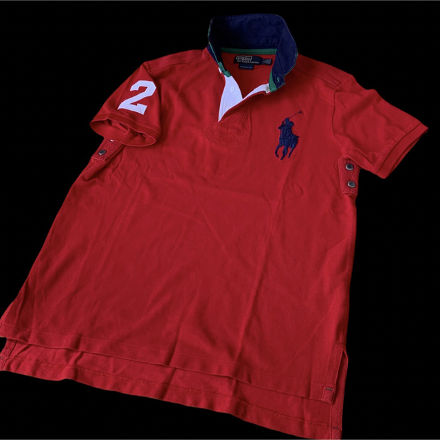 ポロラルフローレン  ビッグポニー 刺繍 ポロシャツ  赤　L