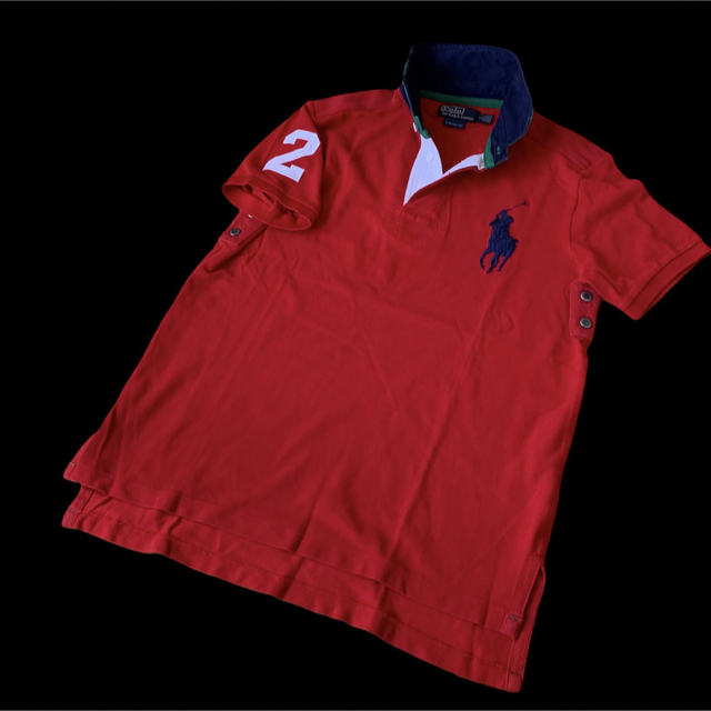 ポロラルフローレン  ビッグポニー 刺繍 ポロシャツ  赤　L 9
